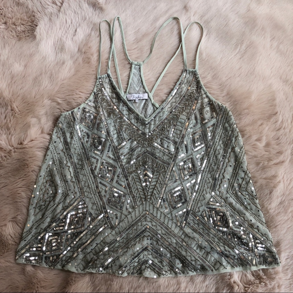 Parker Knox Mint Beaded Tank
